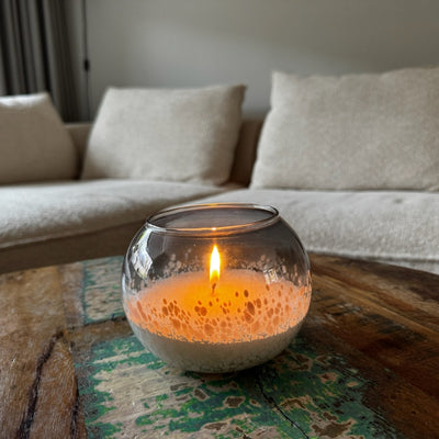 Glazen Kaarsenlantaarn Deco - Kaarsenzand Editie (Wit, 13 cm)