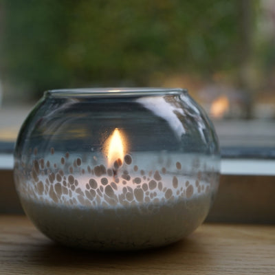 Glazen Kaarsenlantaarn Deco - Kaarsenzand Editie (Wit, 13 cm)