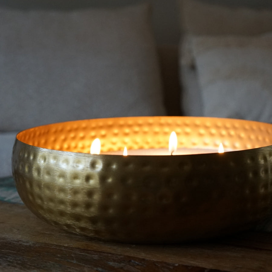 Gouden Kaarsenschaal Rond - Kaarsenzand Editie (35 cm)