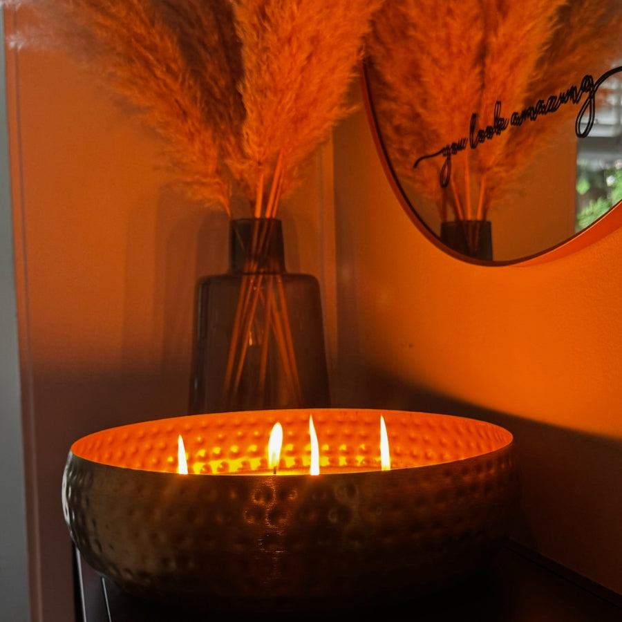 Gouden Kaarsenschaal Rond - Kaarsenzand Editie (35 cm)