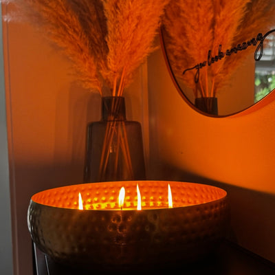 Gouden Kaarsenschaal Rond - Kaarsenzand Editie (35 cm)