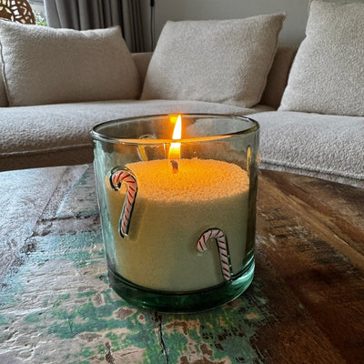 Glazen Groene Kerst Windlicht - Kaarsenzand Editie (10 cm)