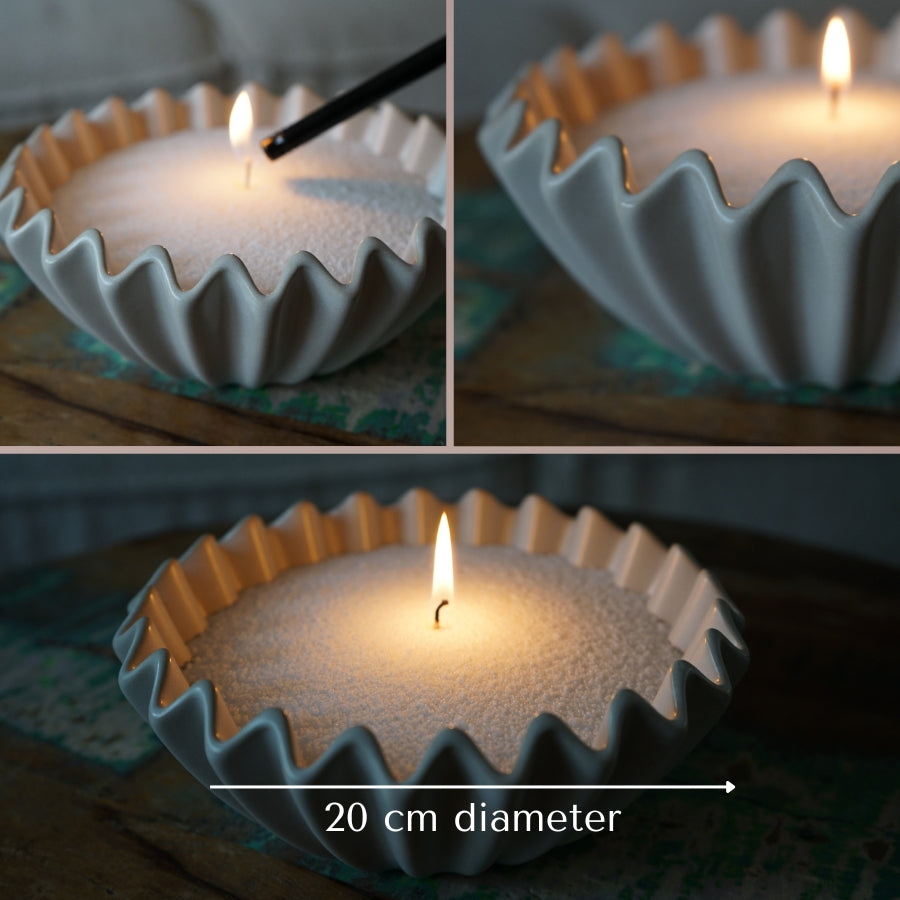 Keramieken Kaarsenschaal - Kaarsenzand Editie (Groot, 20 cm)