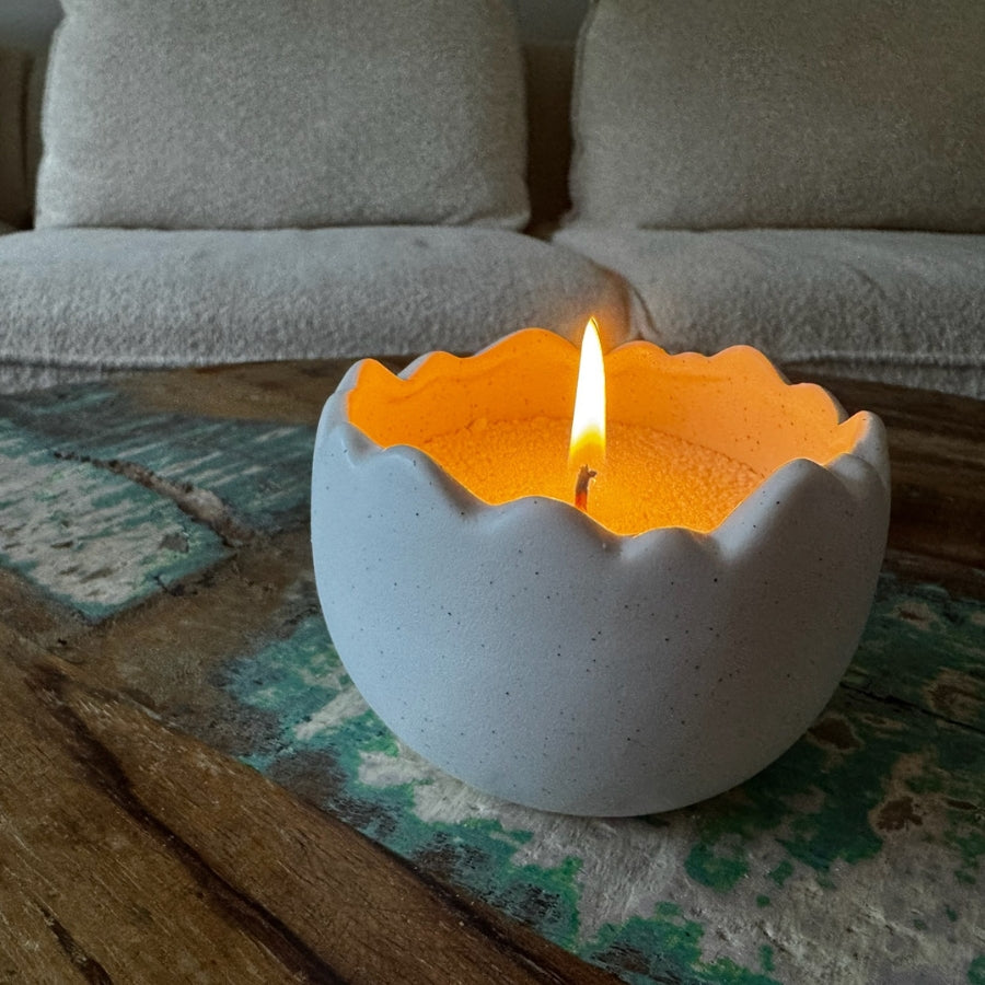 Porselein Ei Schaal - Kaarsenzand Editie (Wit, 10 cm)