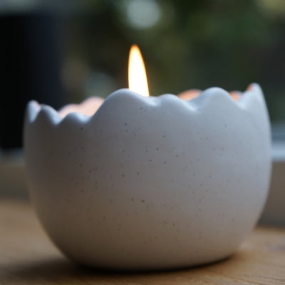 Porselein Ei Schaal - Kaarsenzand Editie (Wit, 10 cm)