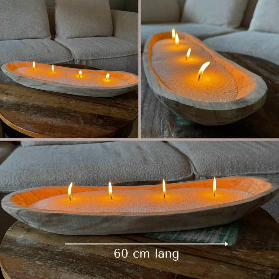 Houten Kaarsenschaal - Kaarsenzand editie (60cm)