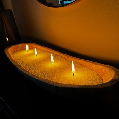 Houten Kaarsenschaal - Kaarsenzand editie (60cm)